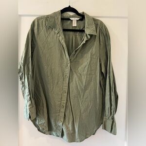 H&M Sage Linen Blend Shirt